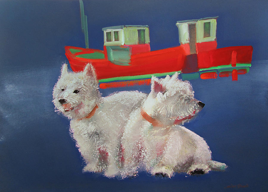 Boat Painting - Walberswick Red Trawlers by Charles Stuart