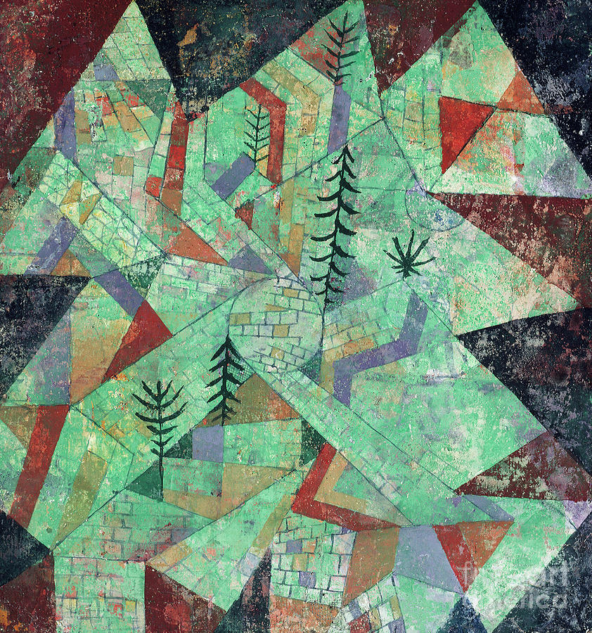 Wald Bau Forest-construction, 1919, By Paul Klee 1879-1940, Mixed Media Chalk, 27x25 Cm Painting by Paul Klee