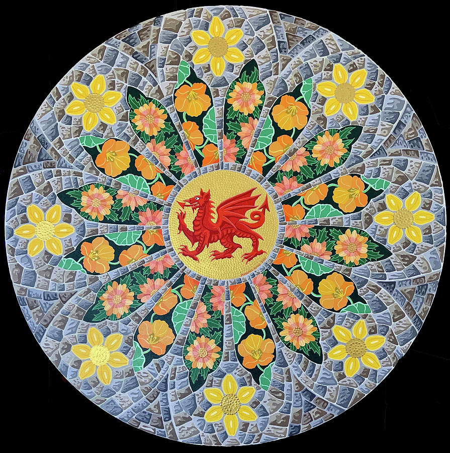 Wales Mandala Painting by Amanda Lynne