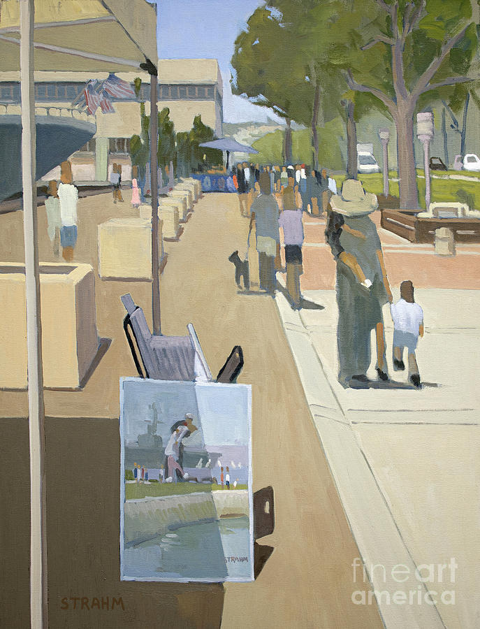 Walk along the Embarcedero Painting by Paul Strahm