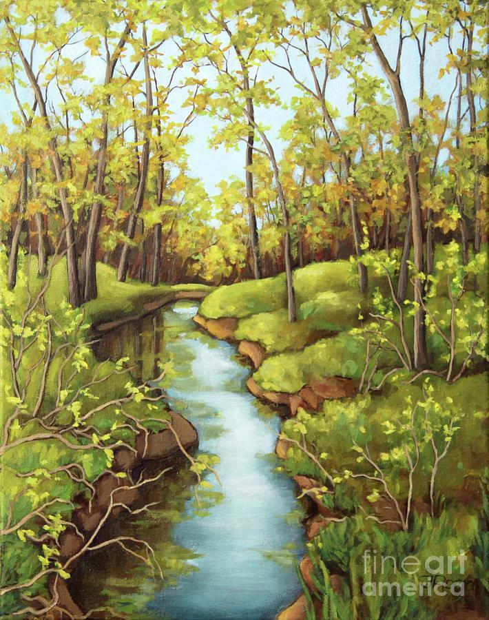Walk along the spring creek Painting by Inese Poga