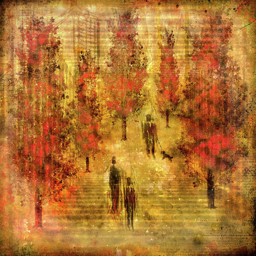Walk among the Red Trees Digital Art by Barbara Mierau-Klein