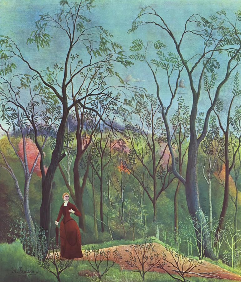 Henri Rousseau Painting - Walk in the Wood by Henri Rousseau by Mango Art