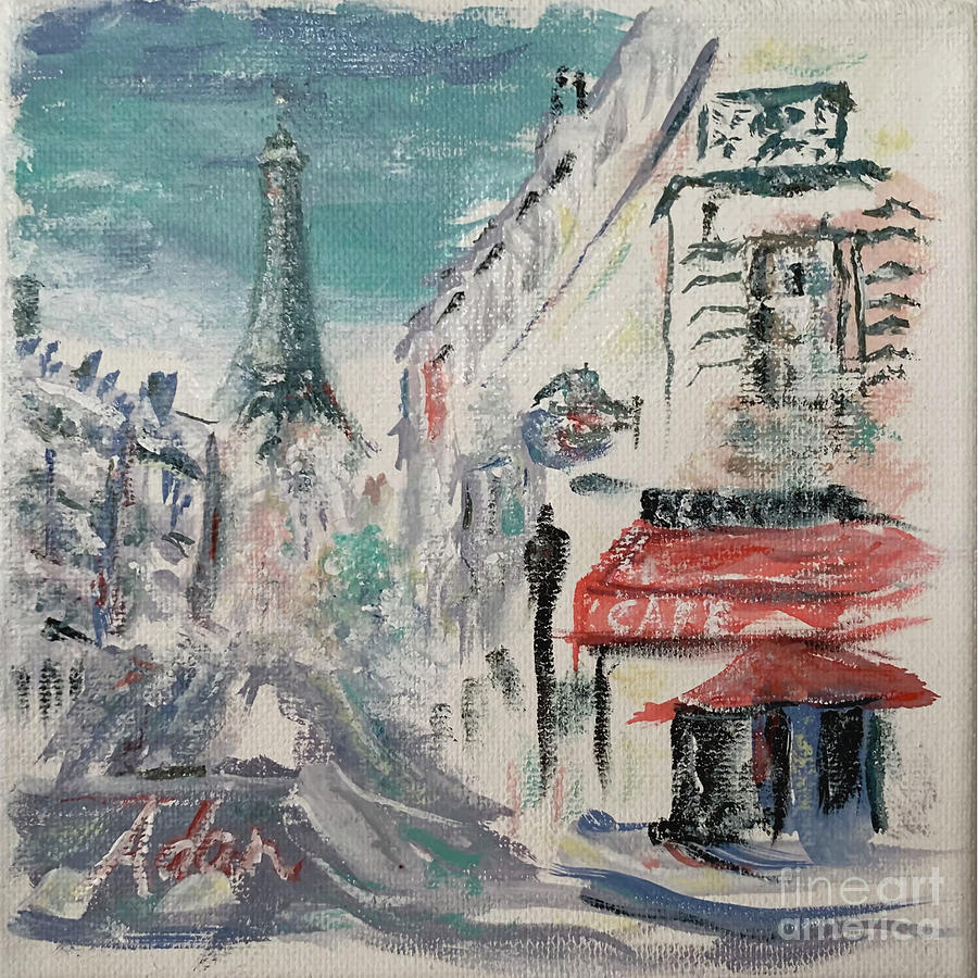 Walk in Paris circa 2020  Painting by Felipe Adan Lerma