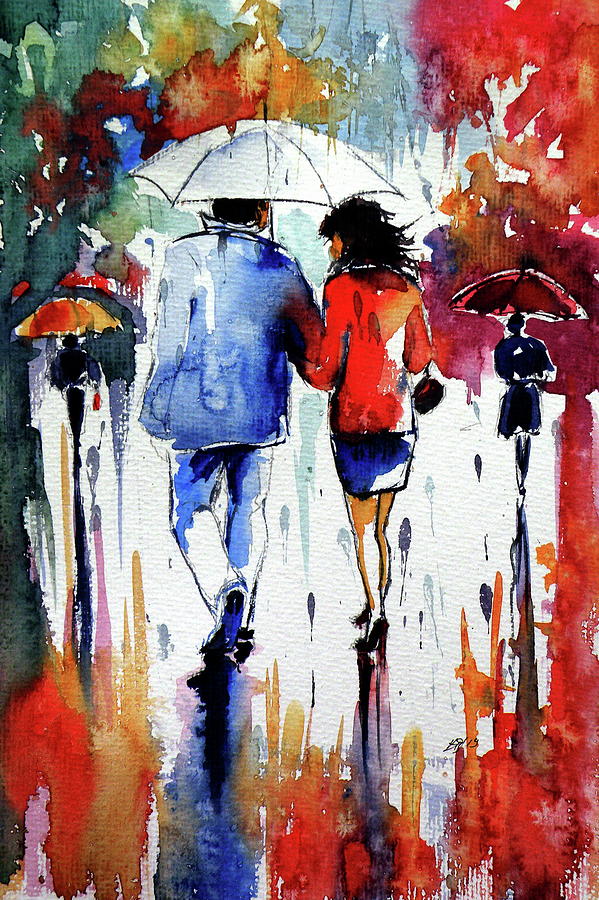 Walk in rain III Painting by Kovacs Anna Brigitta