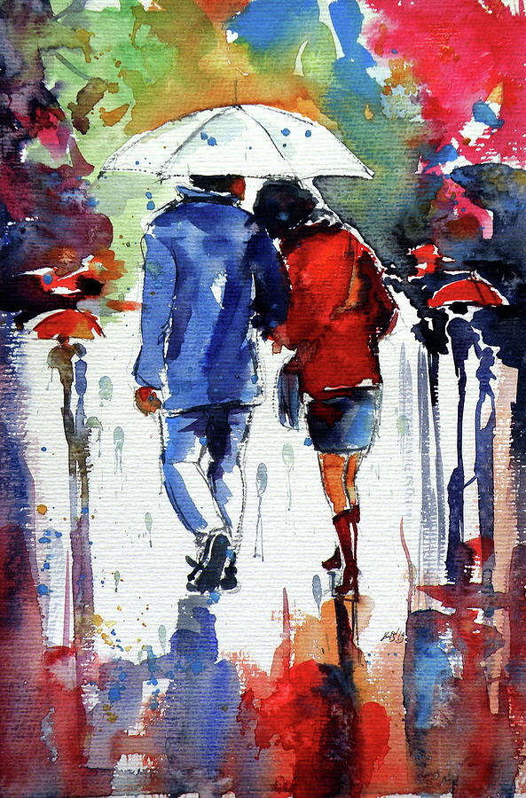 Walk in rain IV Painting by Kovacs Anna Brigitta