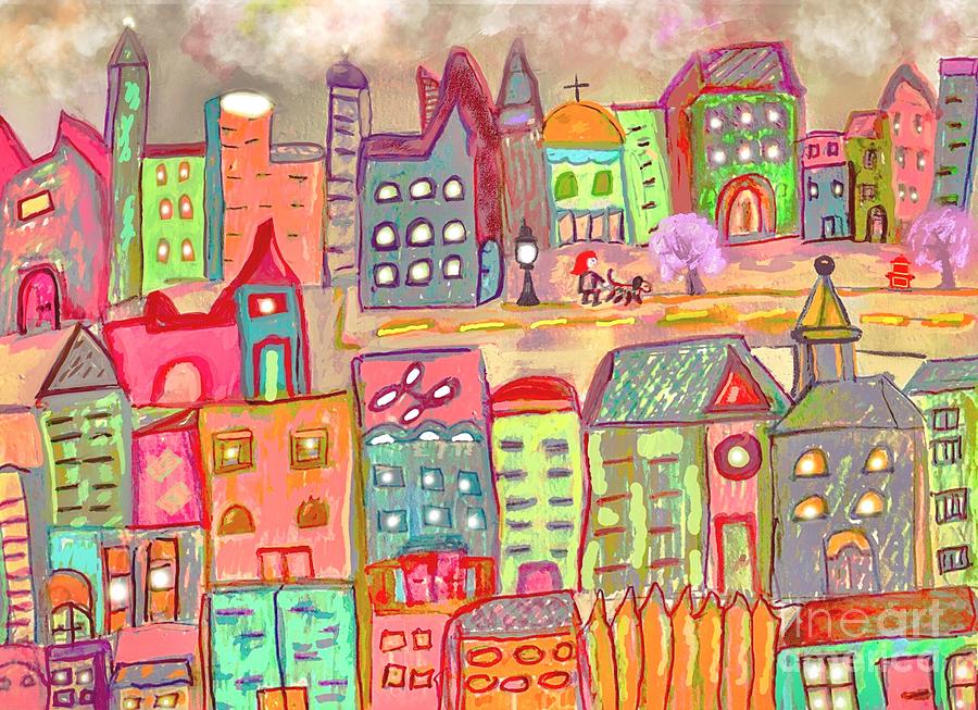 Walk In The City  Drawing by Susan Garren