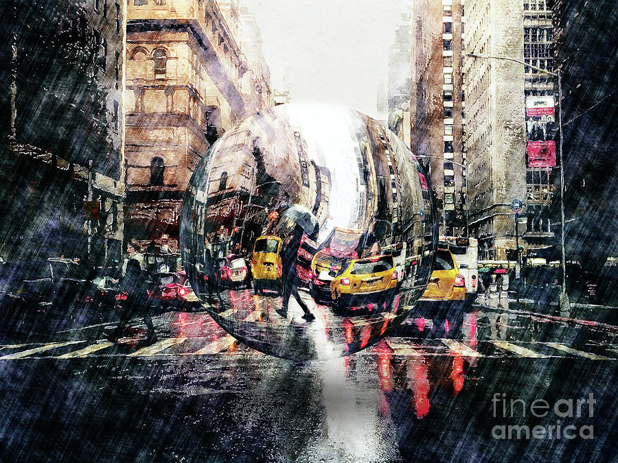 Walk In The Rain In A Sphere Digital Art by Phil Perkins