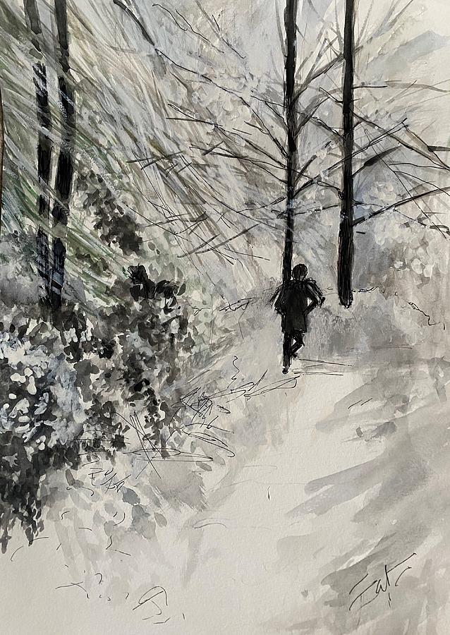 Walk in the Snow Painting by Donna Eaton