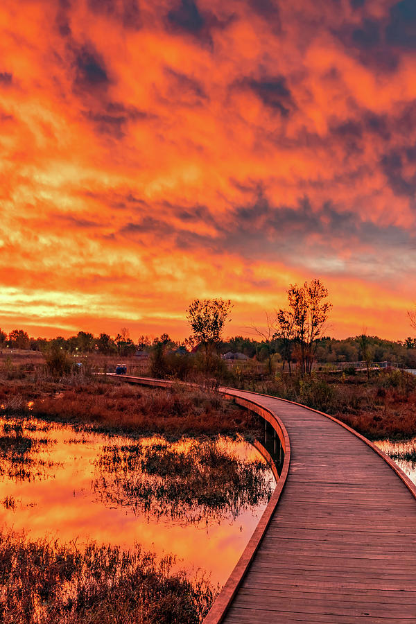 Walk Into The Fire - Bentonville Arkansas Osage Park Sunrise Photograph by Gregory Ballos Walk Into The Fire - Bentonville Arkansas Osage Park Sunrise Photograph by Gregory Ballos