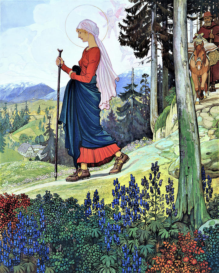 Fairy Painting - Walk of Mary across the mountains - Digital Remastered Edition by Maximilian Liebenwein
