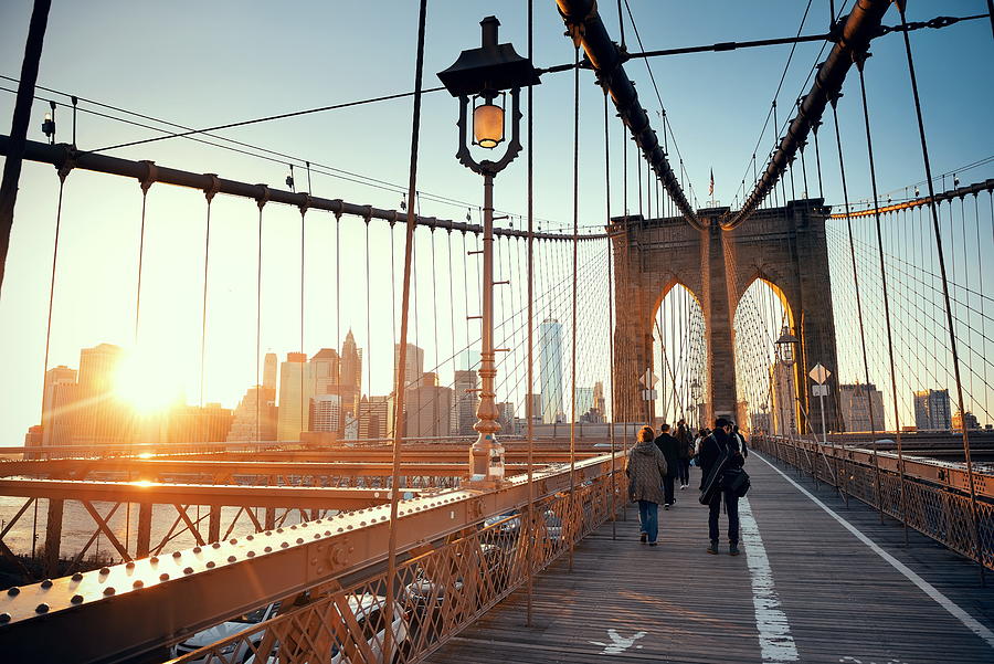 Walk on Brooklyn Bridge Photograph by Songquan Deng