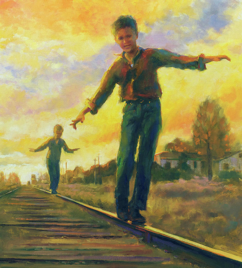 Walkin the Rails Painting by Susan Blackwood
