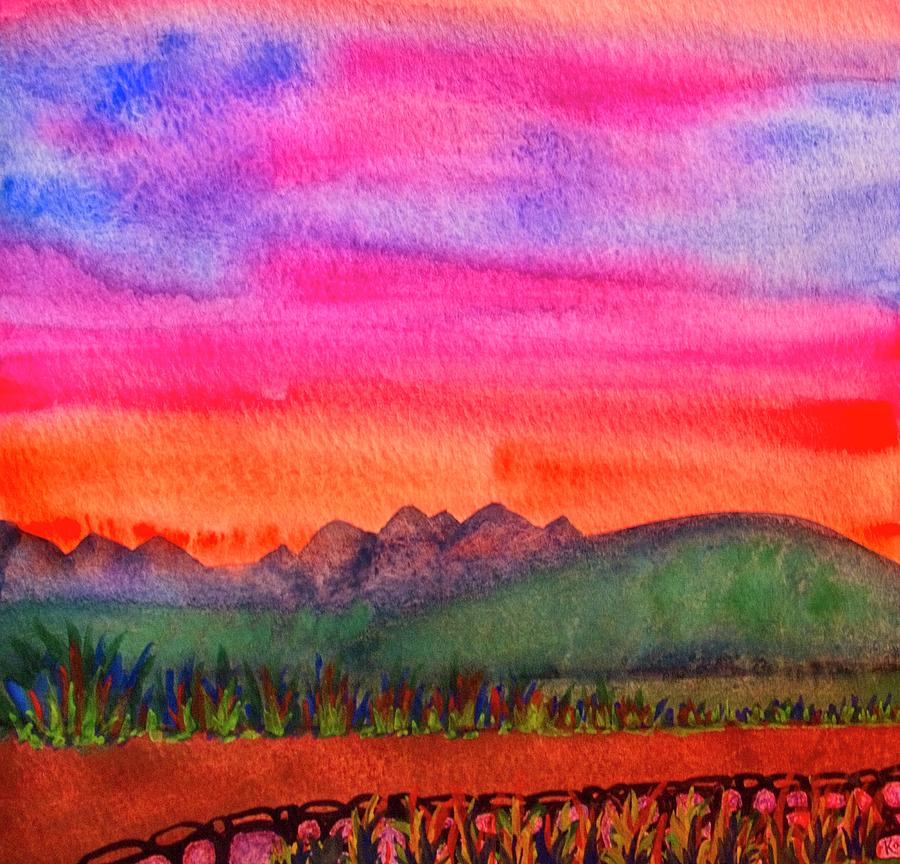 Walking At Sunset Painting by Karen Nice-Webb