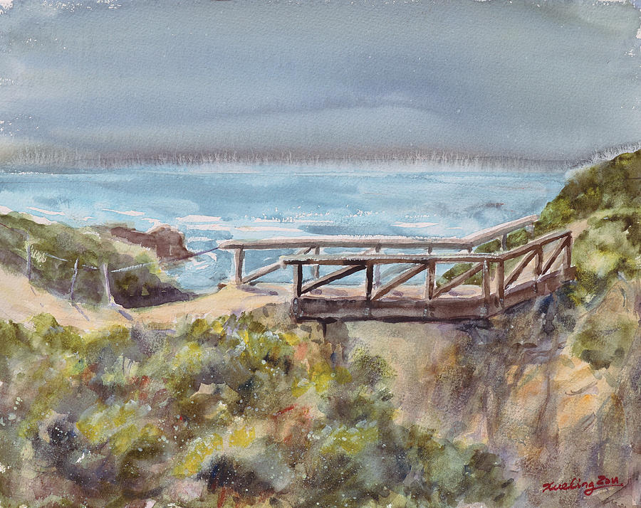 Walking Bridge at Garrapata Painting by Xueling Zou