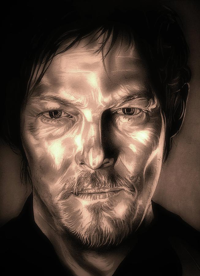 Norman Reedus Drawing - Walking Dead by Fred Larucci