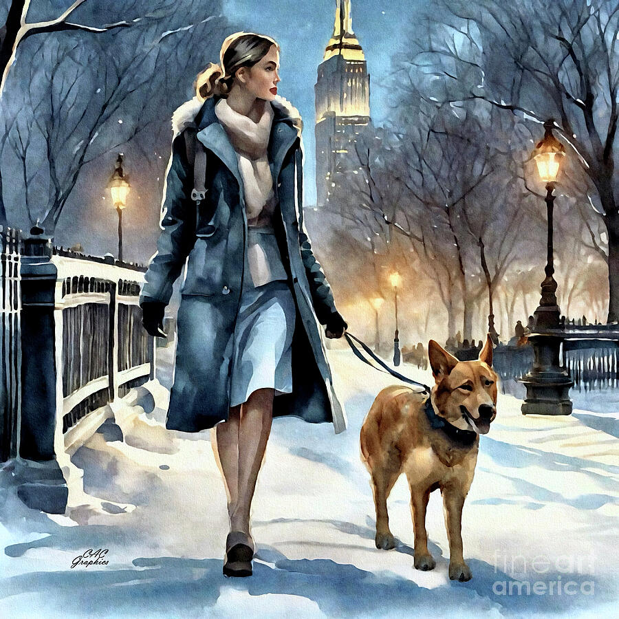Walking Dog In The City Painting by CAC Graphics