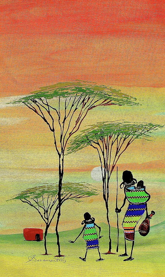 Walking Green Painting by Sarah Shiundu Walking Green Painting by Sarah Shiundu