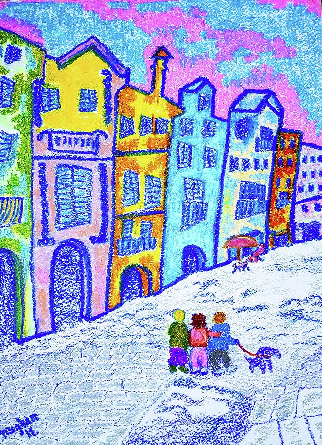 Walking in Italy Pastel by Meghan Gallagher