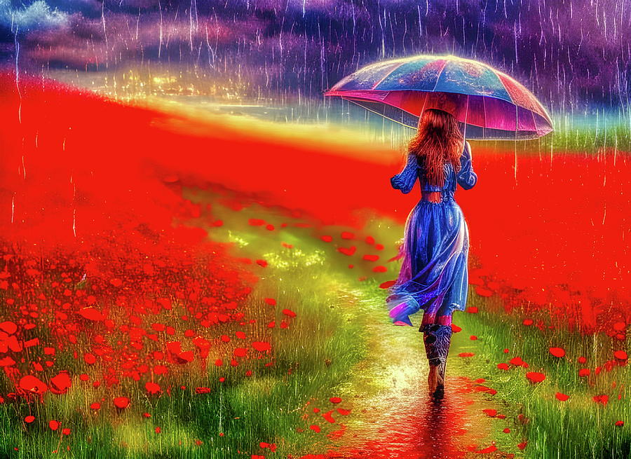 Walking in the rain 25 Digital Art by Helkoryo Designs - Fine Art America