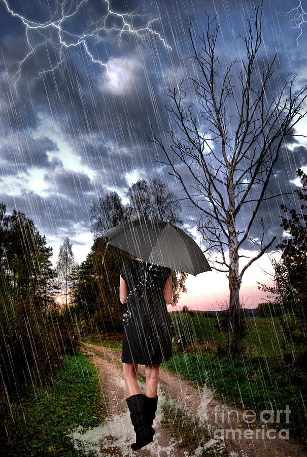 Walking in the rain Digital Art by Jim Hatch