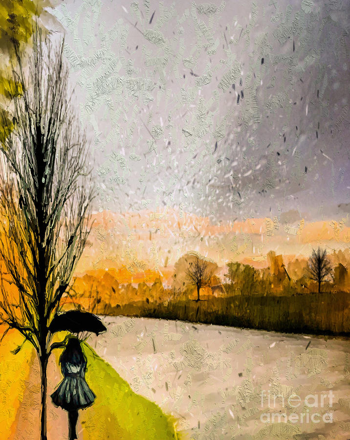 Tree Mixed Media - Walking in the Rain by Lauries Intuitive