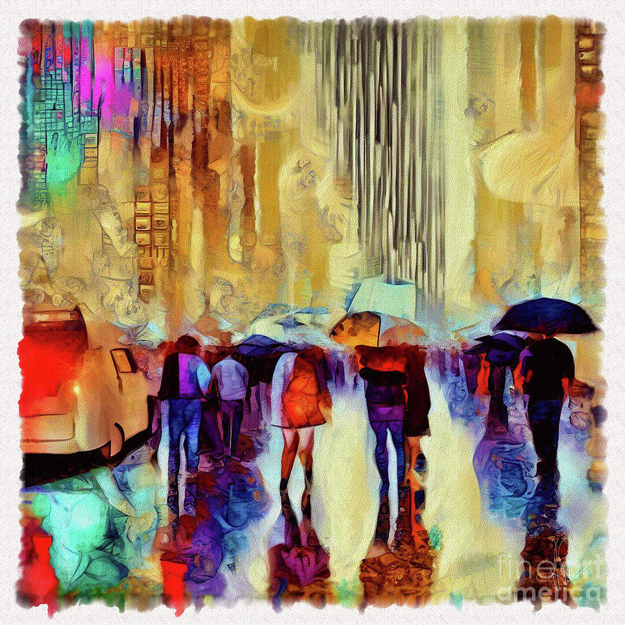 Walking in the Rain Digital Art by Vicki Pelham