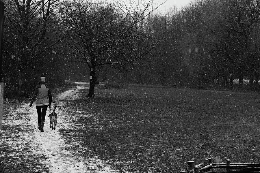 Walking In Winter Black and White Photograph by Watto Photos - Fine Art ...