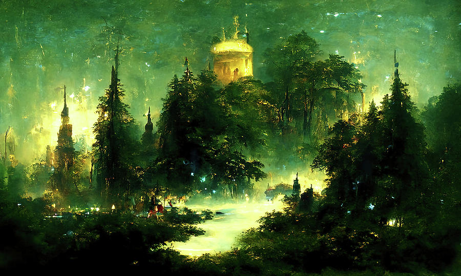 Walking into the forest of Elves, 05 Painting by AM FineArtPrints