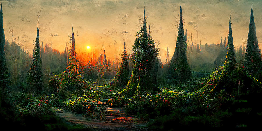 Walking into the forest of Elves, 19 Painting by AM FineArtPrints