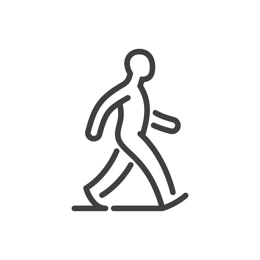 Walking man line icon Drawing by Steppeua
