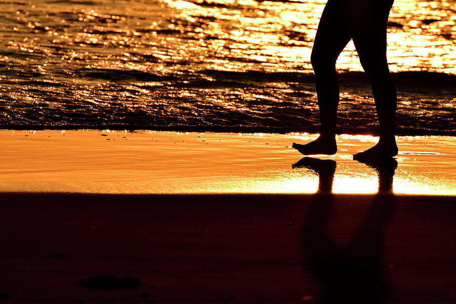 Walking on Beach during golden hour Photograph by Amazing Action Photo Video