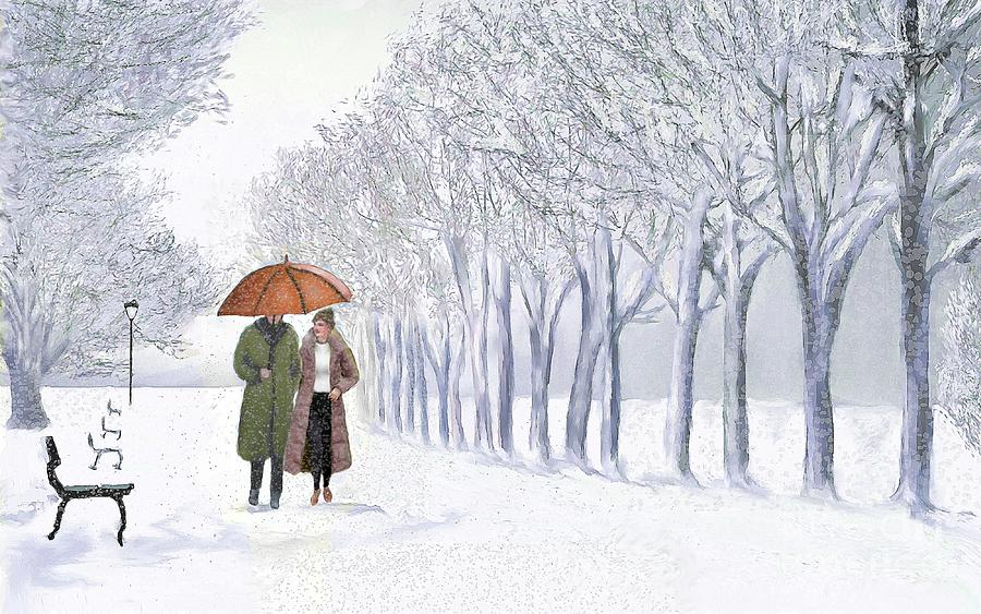 Walking On The Snow Painting by Ana Borras