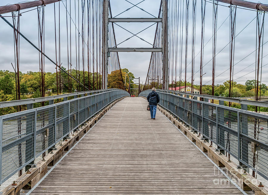 Walking Over The Swinging Bridge Photograph by Jennifer White