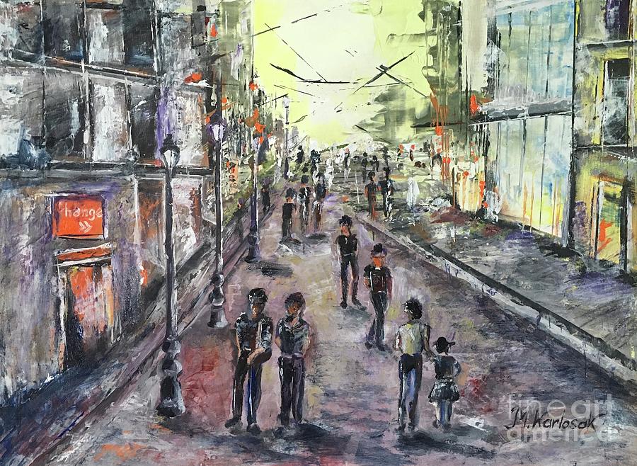 Walking street Painting by Maria Karlosak