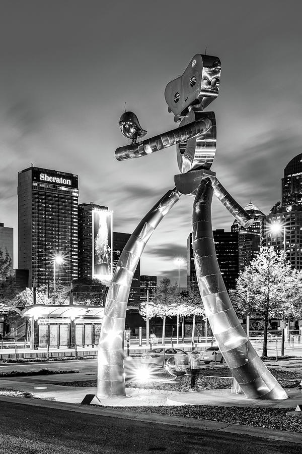 Walking Tall Traveling Man in Black and White - Dallas Texas Photograph by Gregory Ballos