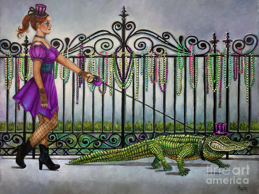 Walking th Gator Painting by Geraldine Arata