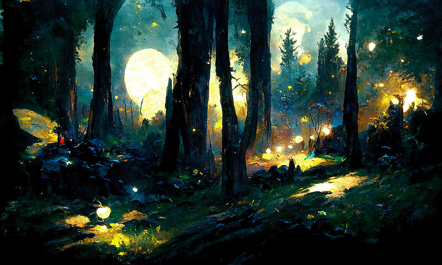Walking through the fairy forest, 02 Painting by AM FineArtPrints