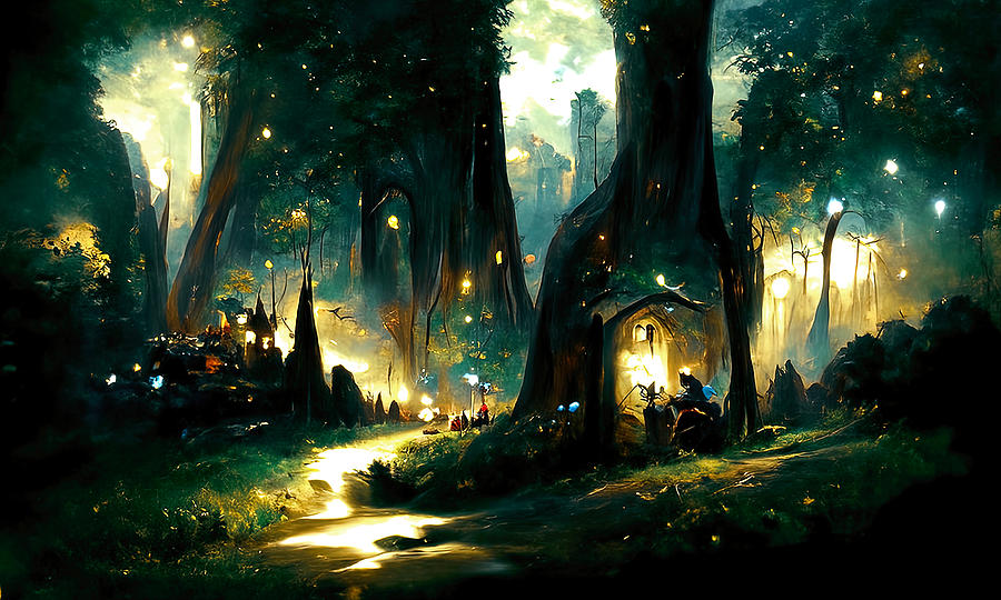 Walking through the fairy forest, 04 Painting by AM FineArtPrints