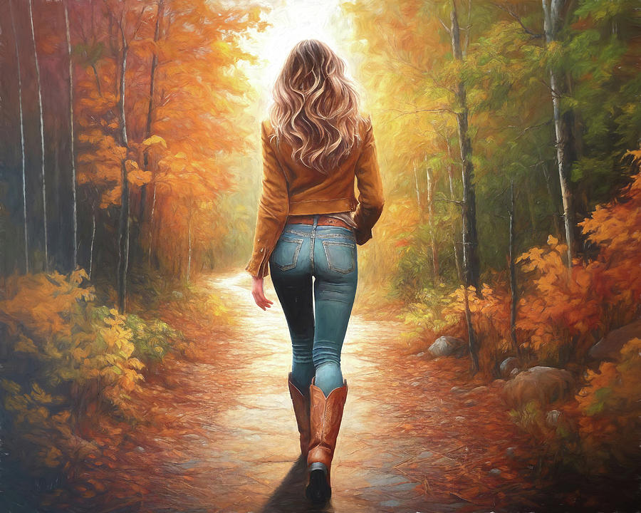 Walking Through the Woods in Autumn Digital Art by Alison Frank
