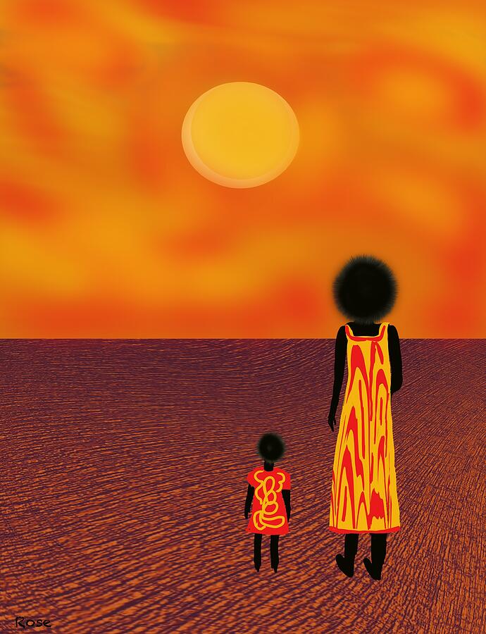 Sunset Digital Art - Walking towards the sun by Elaine Hayward
