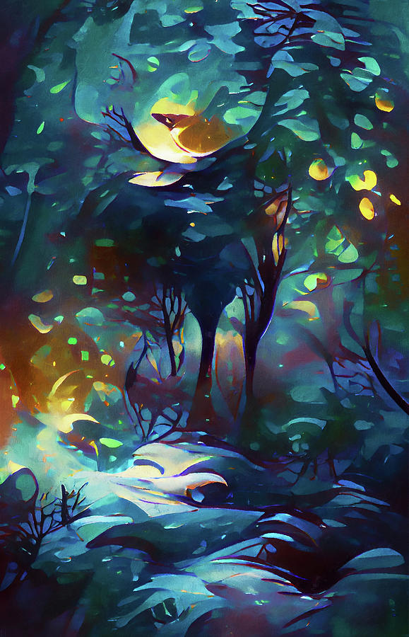 Walking under the Moonlight, 01 Painting by AM FineArtPrints