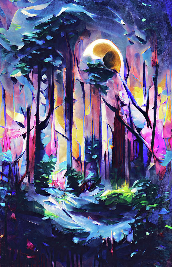 Walking under the Moonlight, 02 Painting by AM FineArtPrints