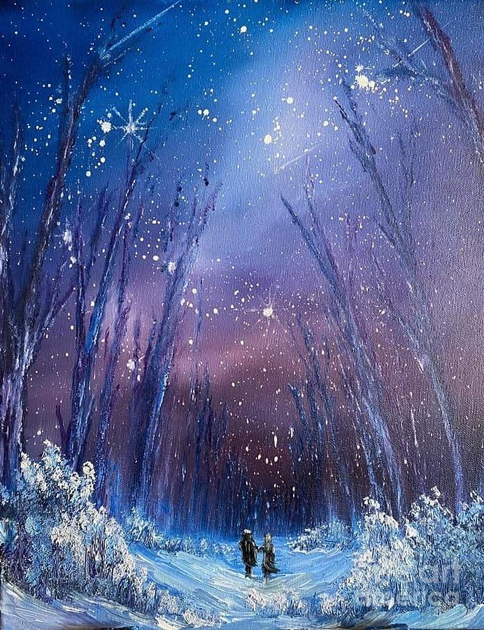 Walking under the stars Painting by Sharron Knight