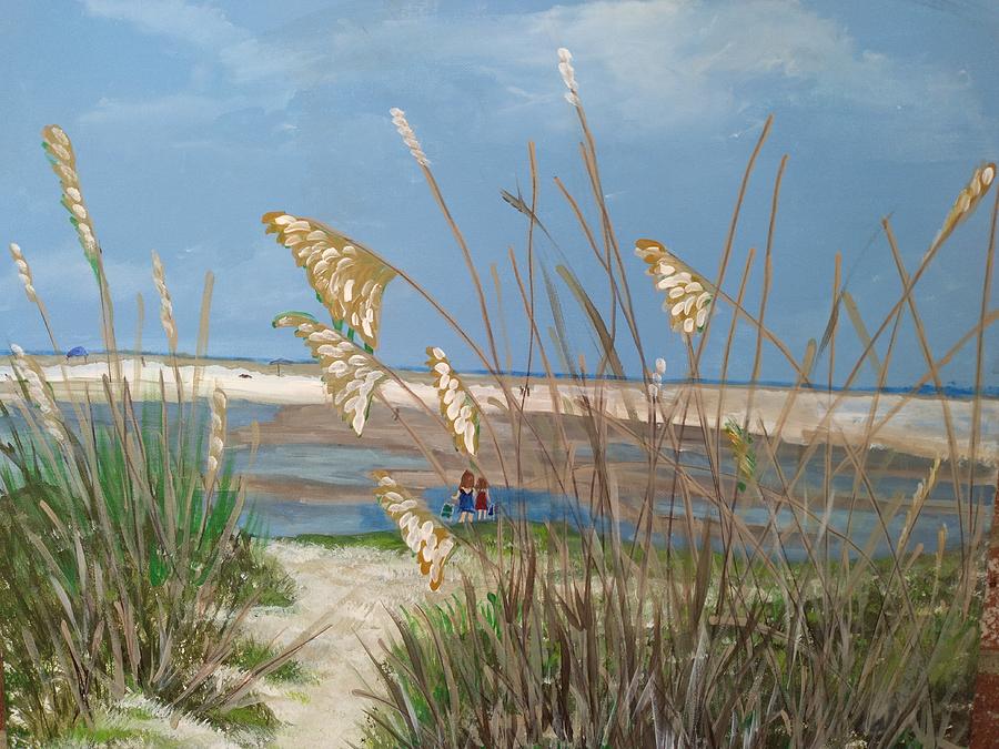 Walking to the Sandbar Painting by Barbara Fincher