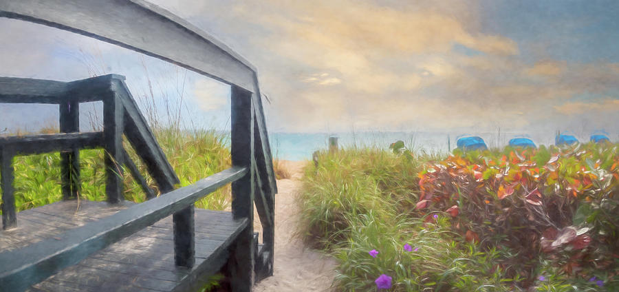 Walkway into Paradise Watercolor Painting Photograph by Debra and Dave Vanderlaan
