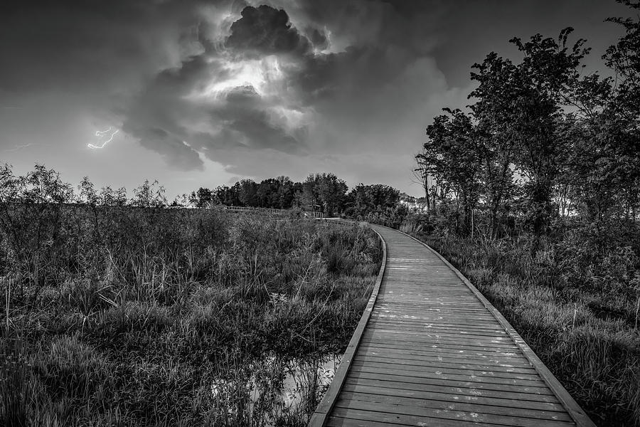 Walkway Into The Storm - Black And White Edition Photograph by Gregory Ballos