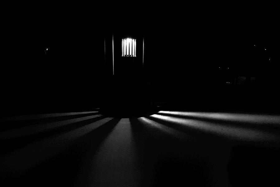walkway Light Black And White Photograph