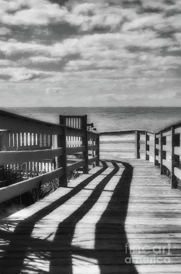 Walkway To Rosemary Beach Black and White Photograph by Mel Steinhauer
