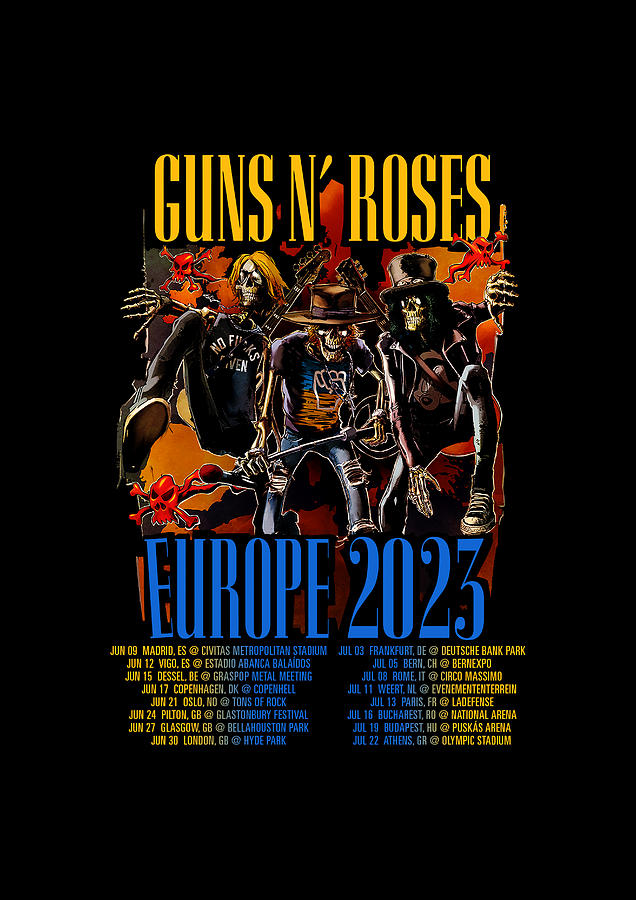 Wall Art Guns N Roses Europe Dates 2023 Pa33 Digital Art by Panker Art ...